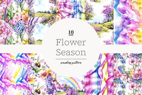 Spring Seamless Pattern Bundle | Blossom Digital Paper Set Digital Pattern GlamArtZhanna 