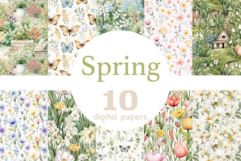 Spring Seamless Pattern Set | Spring Digital Paper JPEG SVG GlamArtZhanna 
