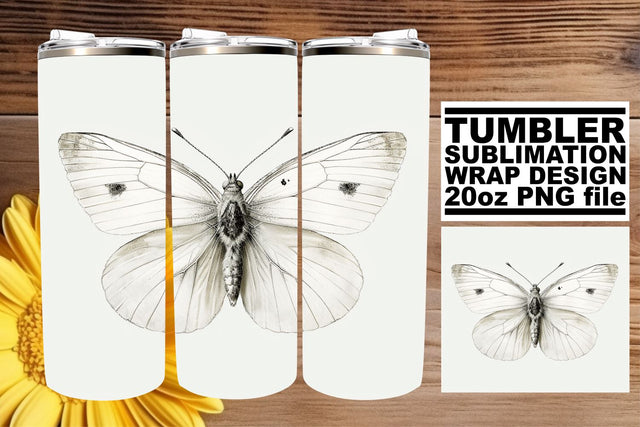 Spring Serenity: Butterfly Sublimation Tumbler Wrap - 20oz Sublimation afrosvg 
