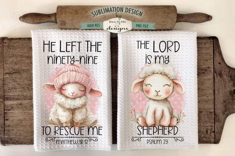 Spring Sheep Lamb Faith Based Kitchen Dish Towel Sublimation Sublimation Ewe-N-Me Designs 