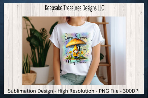 Spring Showers Bring May Flowers, Sublimation PNG Design, Spring Home Decor, Spring T-Shirt Design, Printable PNG, Digital Download Sublimation Keepsake Treasures Designs LLC. 