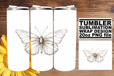 Spring Sparkle: Sublimation Tumbler Wrap - 20oz, Butterfly Design Sublimation afrosvg 