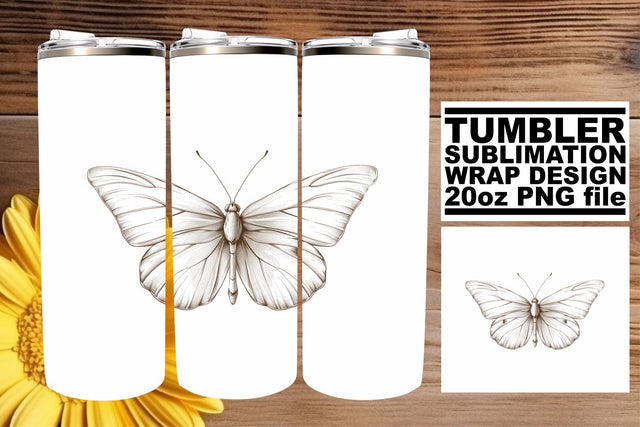 Spring Sparkle: Sublimation Tumbler Wrap - 20oz, Butterfly Design Sublimation afrosvg 