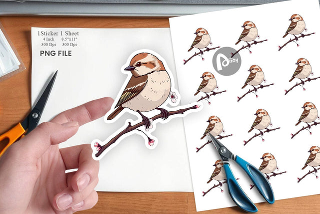 Spring Sparrow Sticker Sublimation artnoy 