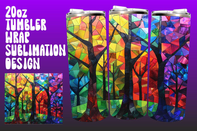Spring Stained Glass Tumbler Wrap 20oz 3D PNG Sublimation afrosvg 