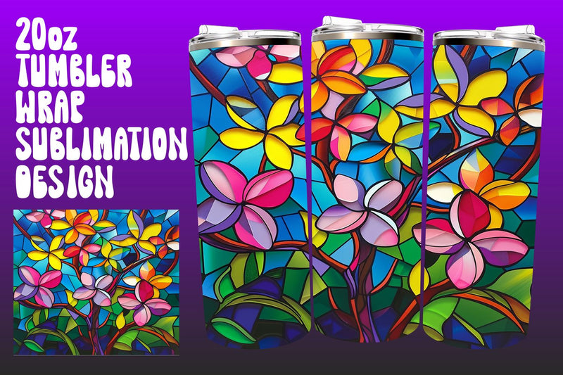 Spring Stained Glass Wrap Tumbler 20oz PNG Sublimation afrosvg 