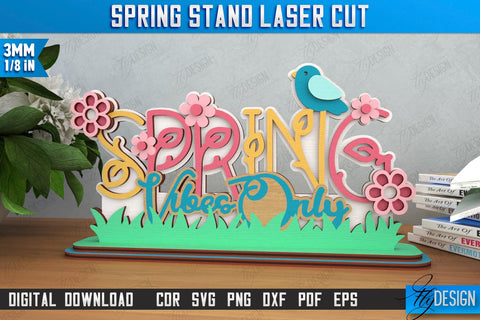 Spring Stands Laser Cut Bundle | Wooden Desktop Signs | Floral Design | Home Décor | CNC Files SVG Fly Design 