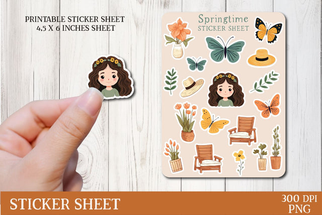 Spring Sticker Sheet | Printable Stickers Sublimation Petunia Digital Design 