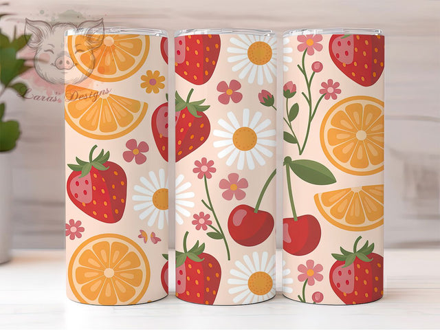 Spring Summer Floral Pastel 20oz Tumbler, Summer Pattern, Playful Design, Repeating Motif, Pastel Elements, 20oz Tumbler Wrap, Sublimation PNG Sublimation Lara' s Designs 
