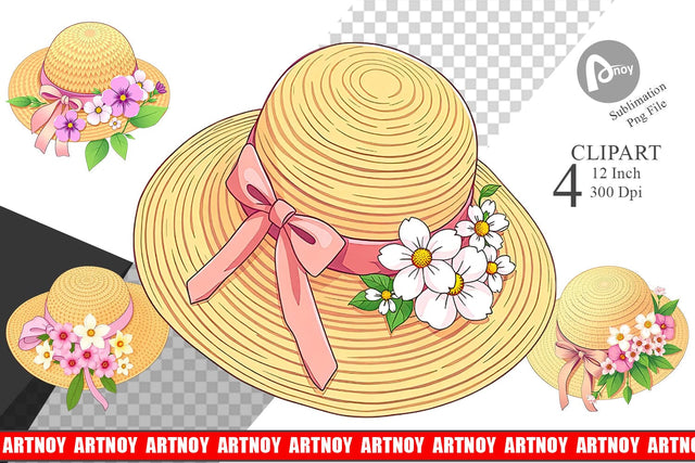 Spring Sun Hat Clipart Sublimation artnoy 