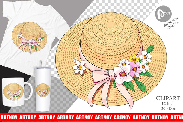 Spring Sun Hat Clipart Sublimation artnoy 
