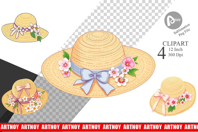 Spring Sun Hat Clipart Sublimation artnoy 