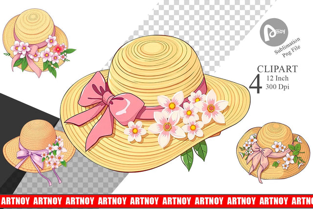 Spring Sun Hat Clipart Sublimation artnoy 