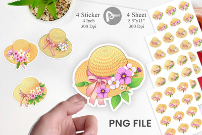Spring Sun Hat Sticker Sublimation artnoy 