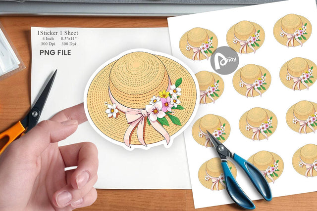 Spring Sun Hat Sticker Sublimation artnoy 