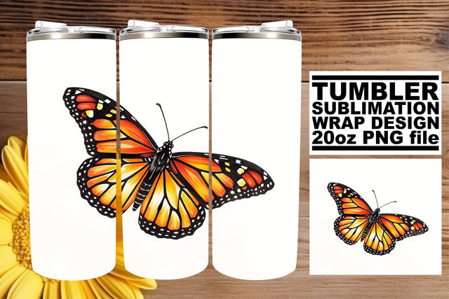 Spring Symphony: Butterfly Sublimation Wrap - 20oz Tumbler Sublimation afrosvg 