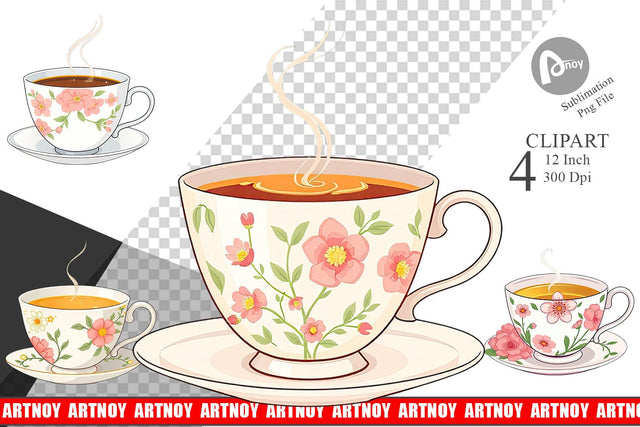 Spring Tea Clipart Sublimation artnoy 
