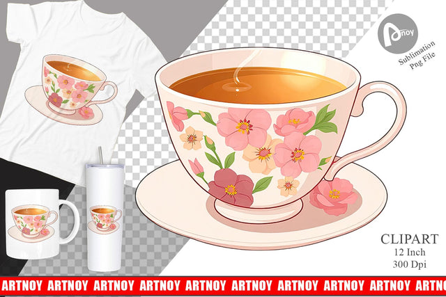 Spring Tea Clipart Sublimation artnoy 