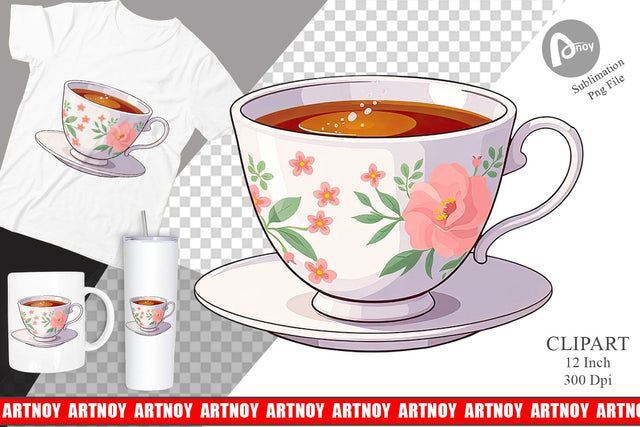Spring Tea Clipart Sublimation artnoy 