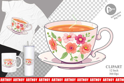 Spring Tea Clipart Sublimation artnoy 