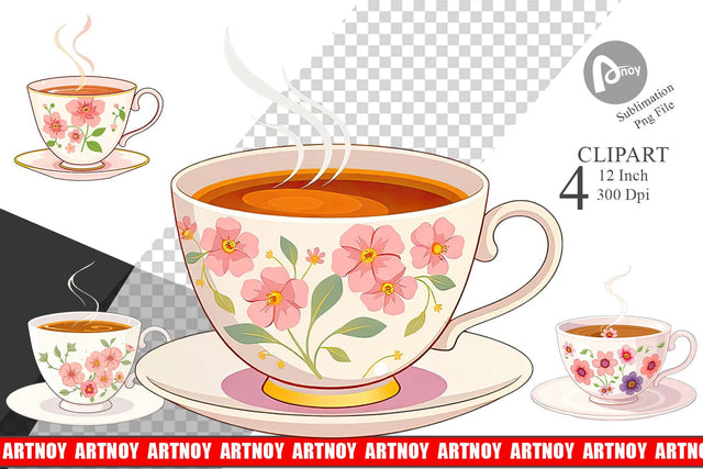 Spring Tea Clipart Sublimation artnoy 
