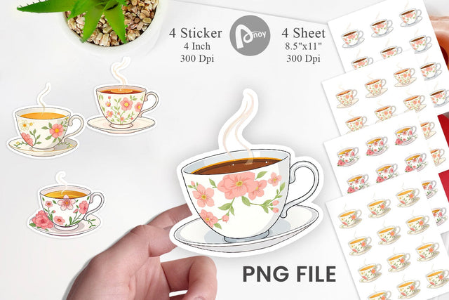 Spring Tea Sticker Sublimation artnoy 