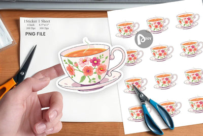 Spring Tea Sticker Sublimation artnoy 