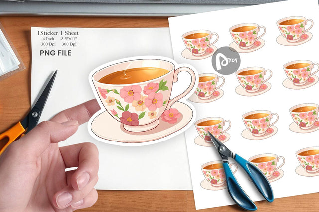 Spring Tea Sticker Sublimation artnoy 