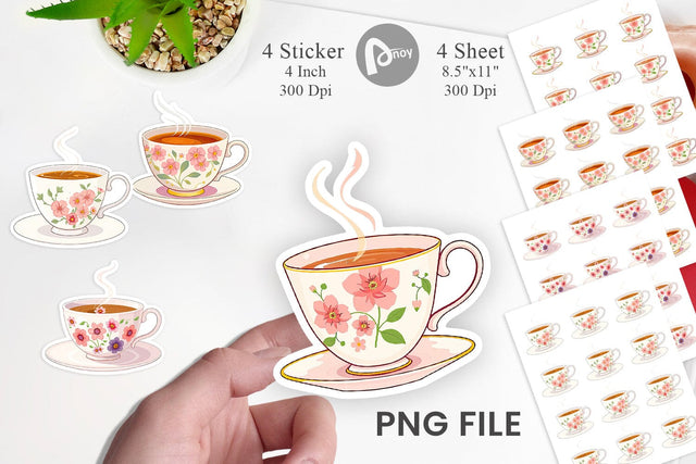 Spring Tea Sticker Sublimation artnoy 