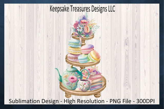 Spring Tea Time Tiered Tray, PNG Sublimation Design, Digital Download, Mother's Day Gift Ideals Sublimation Keepsake Treasures Designs LLC. 