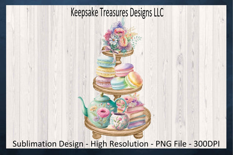 Spring Tea Time Tiered Tray, PNG Sublimation Design, Digital Download, Mother's Day Gift Ideals Sublimation Keepsake Treasures Designs LLC. 