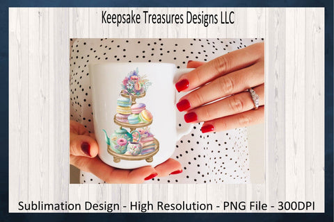 Spring Tea Time Tiered Tray, PNG Sublimation Design, Digital Download, Mother's Day Gift Ideals Sublimation Keepsake Treasures Designs LLC. 