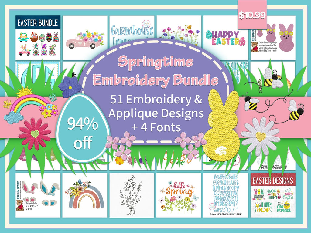 Spring Time Embroidery Bundle - So Fontsy
