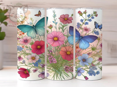 Spring Tiny Wildflowers 20oz Tumbler Png, Straight & Tapered Tumbler Png, Wildflowers And Butterflies Tumbler Png, Digital Download PNG Sublimation Lara' s Designs 