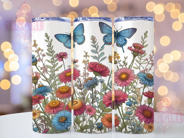 Spring Tiny Wildflowers And Butterflies Vibrant Colors 20oz Tumbler Wrap Sublimation Design, Straight Tapered Tumbler Wrap, Wildflowers Tumbler Png, Instant Digital Download Sublimation SvggirlplusArt 