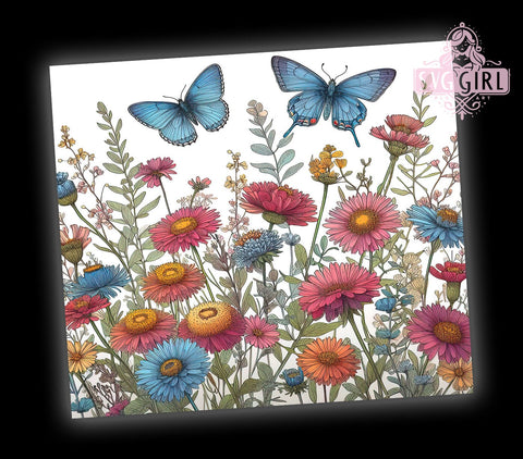 Spring Tiny Wildflowers And Butterflies Vibrant Colors 20oz Tumbler Wrap Sublimation Design, Straight Tapered Tumbler Wrap, Wildflowers Tumbler Png, Instant Digital Download Sublimation SvggirlplusArt 