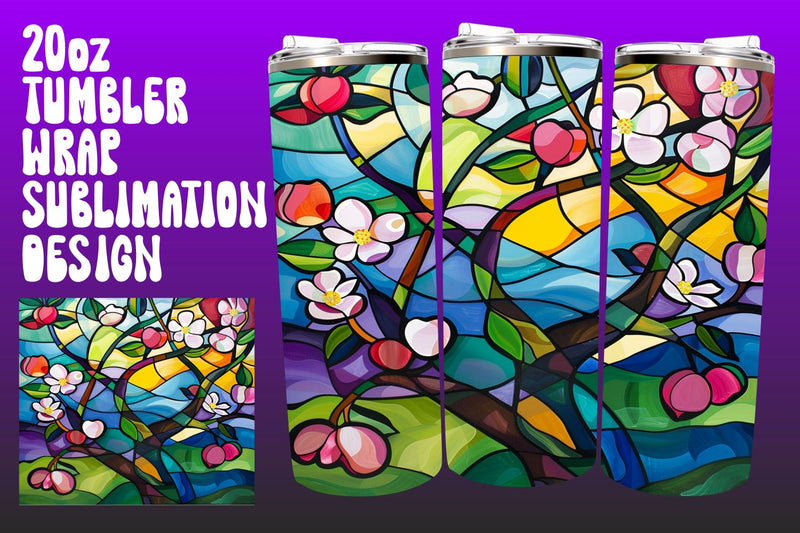 Spring Tree 3D Tumbler Wrap 20oz PNG Sublimation afrosvg 