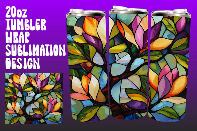 Spring Tree Glass Tumbler Wrap 20oz PNG Sublimation afrosvg 