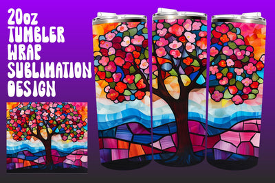 Spring Tree Tumbler Wrap 20oz 3D Art PNG Sublimation afrosvg 