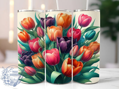 Spring Tulip 20oz Tumbler Wrap, Tulip Tumbler, Spring Floral Wrap, 20oz Sublimation, Floral Tumbler Design, Spring Drinkware, Custom Tumbler Wrap, Tulip Sublimation Design Sublimation ToriDesigns 