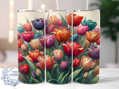Spring Tulip 20oz Tumbler Wrap, Tulip Tumbler, Spring Floral Wrap, 20oz Sublimation, Floral Tumbler Design, Spring Drinkware, Custom Tumbler Wrap, Tulip Sublimation Design Sublimation ToriDesigns 