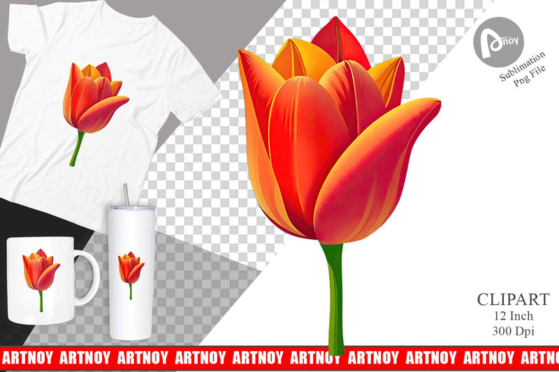 Spring Tulip Clipart Sublimation artnoy 