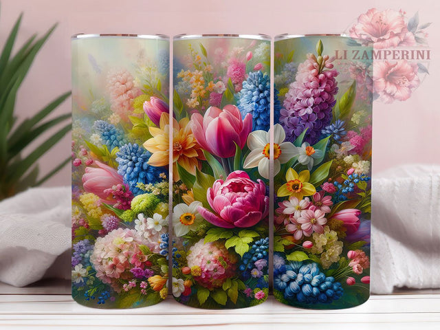 Spring Tulip Daffodil Tumbler, Tulip Daffodil Tumbler, Stylish 20oz Wrap, Sublimation Design, Trendy Gift Idea, Butterfly Floral Wrap, Botanical Spring Tumbler Sublimation Li Zamperini 
