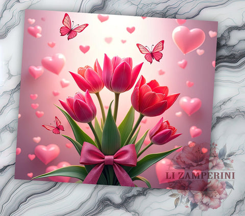 Spring Tulip Floral 20oz Tumbler, Tulip Tumbler, Spring Flowers Design, Bow Wrap, 20oz Tumbler, Floral Sublimation, Gift for Flower Lovers, Spring Decor Sublimation Li Zamperini 