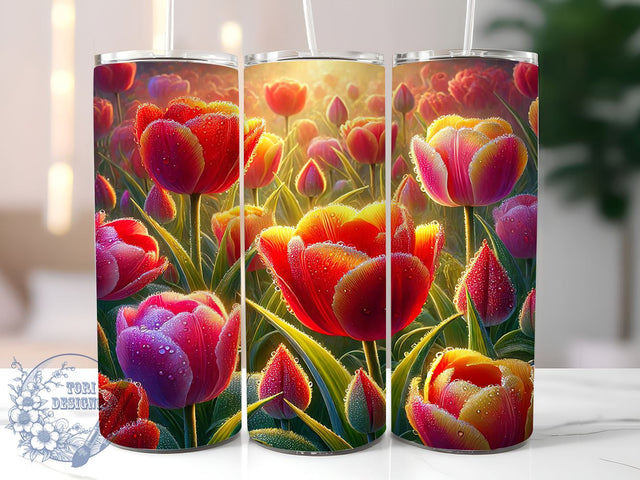 Spring Tulip Floral 20oz Tumbler Wrap, Tulip Tumbler, Spring Floral Cup, 20oz Sublimation, Flower Design Drinkware, Floral Tumbler Wrap, Spring Decor Cup, Custom Tulip Tumbler Sublimation ToriDesigns 