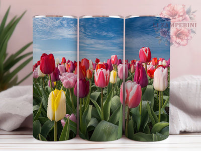 Spring Tulip Floral Tumbler, Seamless Floral Wrap, Elegant Bloom Design, Romantic Chic Style, Spring Garden Print, Vibrant Nature Motif, Artistic Botanical Theme, 20Oz Tumbler, Sublimation Sublimation Li Zamperini 