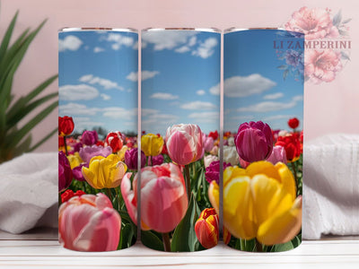 Spring Tulip Floral Tumbler, Seamless Floral Wrap, Elegant Bloom Design, Romantic Chic Style, Spring Garden Print, Vibrant Nature Motif, Artistic Botanical Theme, 20Oz Tumbler, Sublimation Sublimation Li Zamperini 