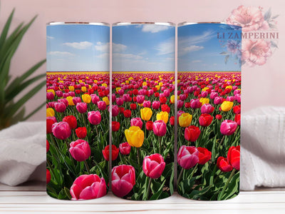 Spring Tulip Floral Tumbler, Seamless Floral Wrap, Elegant Bloom Design, Romantic Chic Style, Spring Garden Print, Vibrant Nature Motif, Artistic Botanical Theme, 20Oz Tumbler, Sublimation Sublimation Li Zamperini 