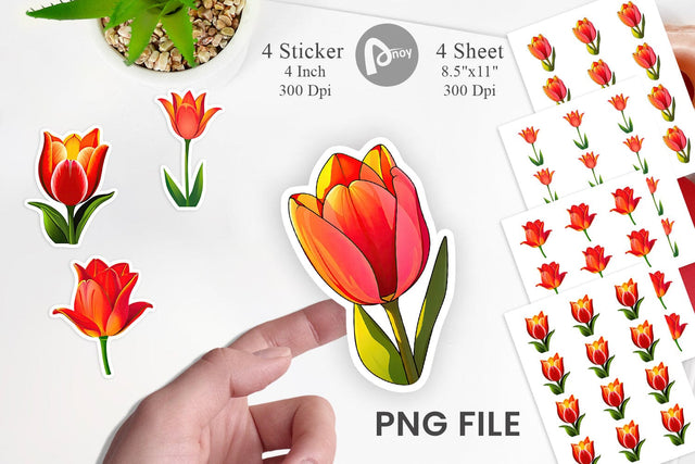Spring Tulip Sticker Sublimation artnoy 