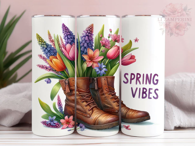 Spring Tulips In Boots 20oz Tumbler Wrap PNG, Gift For Mama Tumber Png, Straight & Tapered Tumbler Wrap, Instant Digital Download Sublimation Li Zamperini 